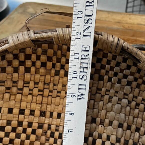 Vintage Basket Decor 13" Fruit & Vegetable Brown Rounded Boho Country - Picture 6 of 7